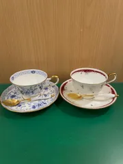 I【保管品④】NARUMI ナルミ カップ&ソーサー 2客セット ティースプーン付 ブランド食器 コレクション