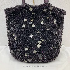 9287　ANTEPRIMA　アンテプリマ　フィオリトゥーラ　FIORTURA　バスケット　ワイヤーバッグ　パープル　紫　花　フラワー　ビーズ　スパンコール　レディース　きれいめ