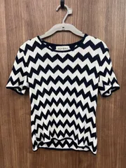 YVES SAINT LAURENT イヴ・サンローラン シェブロン柄 半袖ニット トップスのサムネイル
