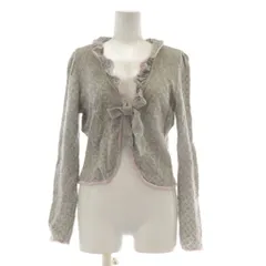 エムズグレイシー M'S GRACY カーディガン ウール カシミヤ 40 グレー フリルカラー /AU