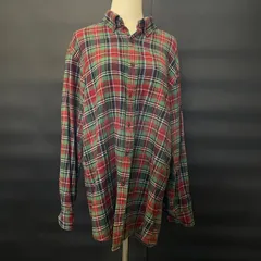 【T-9】UNIQLO ユニクロ　フランネルチェックシャツ　XL 赤×緑　長袖　ボタンダウン　カジュアル　古着