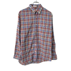 ～80s The weekender Plaid 長袖 チェックシャツ M レッド マルチカラー ボタン 襟芯 胸ポケット カジュアルシャツ 春秋物 a802-5205