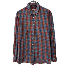 80～90s TOWNCRAFT 長袖 チェックシャツ L レッド マルチカラー タウンクラフト ボタンダウン チェック柄 シアーシャツ 春秋物 a802-5206