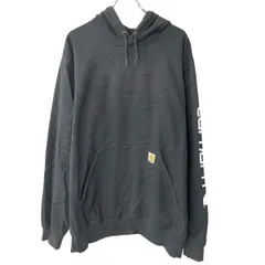 Carhartt ロゴスウェット パーカー XL ブラック カーハート フーディー プルオーバー スリーブプリント トップス 秋物 a802-5218