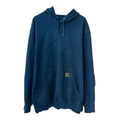 メキシコ製 Carhartt ロゴスウェット パーカー XL ブルー チャンピオン フーディー プルオーバー プリント トップス 秋物 a802-5223