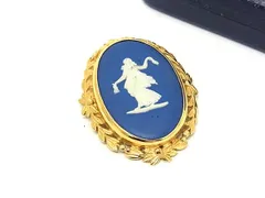 ■美品■ WEDGWOOD ウェッジウッド ピンブローチ ピンバッジ アクセサリー レディース メンズ ブルー系×ゴールド系 DK6874のサムネイル