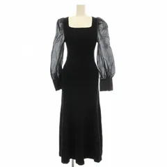 フレイアイディー FRAY I.D ニット切替 シアーワンピース ロング パフスリーブ 0 黒 ブラック /☆G