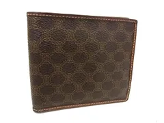 CELINE セリーヌ マカダム柄 PVC×レザー 二つ折り ミニ 財布 ウォレット 札入れ 小銭入れ カード入れ レディース ブラウン系 DL6864