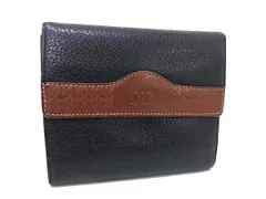ChristianDior クリスチャンディオール ヴィンテージ レザー 三つ折り 財布 ウォレット 小銭入れ 札入れ ブラック系 DL7207
