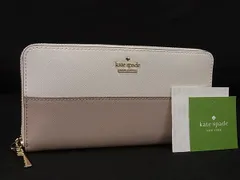 ■美品■ kate spade ケイトスペード PWRU5073 PVC ラウンドファスナー 長財布 ウォレット レディース アイボリー系 DL6834