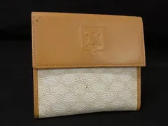 CELINE セリーヌ マカダム柄 レザー×PVC 三つ折り 長財布 ウォレット 小銭入れ レディース ブラウン系×アイボリー系 DL7572