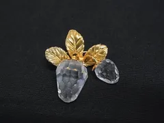 ■極美品■ SWAROVSKI スワロフスキー ストロベリー ピンブローチ ピンバッジ アクセサリー レディース ゴールド系×クリア DL7635