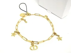 ■新品同様■ ChristianDior ディオール CDロゴ スター 星 チェーン ストラップ キーホルダー チャーム レディース ゴールド系 DL7917