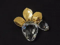 ■美品■ SWAROVSKI スワロフスキー ストロベリー 苺 ピンバッチ ピンブローチ アクセサリー レディース ゴールド系×クリア DL7433