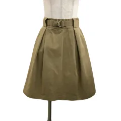 ケイビーエフ KBF アーバンリサーチ スカート フレア 膝丈 ベルト付き ウエストゴム ボックスプリーツ 無地 One ベージュ