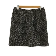 ロペピクニック ROPE Picnic スカート 台形 ミニ ツイード タック 38 黒 茶 ブラック ブラウン