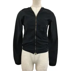 エディション Edition トゥモローランド ジャケット ノーカラー シングル ダブルジップ 無地 薄手 長袖 38 黒 ブラック