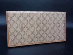 ■美品■ CELINE セリーヌ マカダム PVC×レザー 二つ折り 長財布 ウォレット 札入れ ブラウン系 DL2373