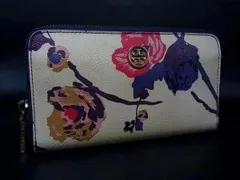 ■美品■ TORY BURCH トリーバーチ レザー ラウンドファスナー 長財布 ウォレット 札入れ 小銭入れ ベージュ系×マルチカラー DL2374