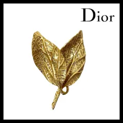 【Dior】リーフ モチーフ ブローチ ゴールド/金カラー 葉っぱ コサージュ Christian Dior/クリスチャンディオール (SER-6710)