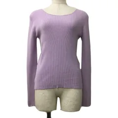 ナノユニバース nano universe セーター カーディガン ニット 2WAY 無地 リブ 長袖 36 紫 ラベンダー パープル