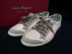 Salvatore Ferragamo フェラガモ ガンチーニ レザー×スエード スニーカー 表記サイズ5 (約22.0cm) 靴 ピンクベージュ系 DL9253