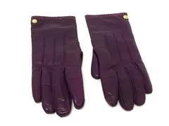 ■美品■ COACH コーチ レザー 手袋 グローブ 防寒具 表記サイズ 7 1/2 レディース パープル系 DL9261