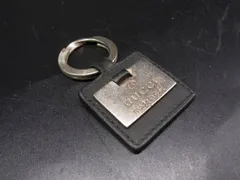 GUCCI グッチ レザー バッグチャーム キーホルダー キーリング ブラック系×シルバー系 DL2460