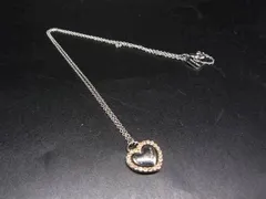 ■美品■ COACH コーチ ラインストーン ハート ネックレス ペンダント アクセサリー レディース シルバー系×オレンジ系 DL2504