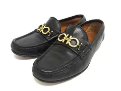 ■美品■ Salvatore Ferragamo フェラガモ ダブルガンチーニ レザー ローファー サイズ 4C (約21cm) 靴 レディース ブラック系 DL9869