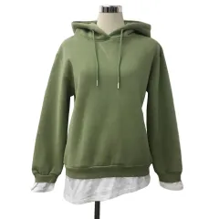 ジェイム Jiem パーカー トレーナー プルオーバー フード 裏起毛 無地 レイヤード風 アシンメトリー 長袖 緑 白 グリーン ホワイト