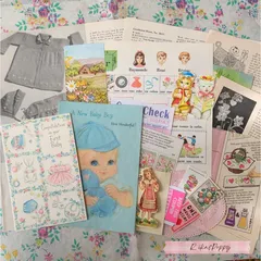 海外 ヴィンテージ  紙もの 素材セット ジャンクジャーナル・コラージュ・おすそ分けファイル 蚤の市 ガーリー系