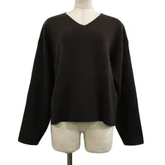 ユアーズ ur's セーター ニット プルオーバー Vネック 無地 長袖 Ｍ 茶 ブラウン