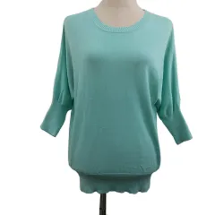 ロペピクニック ROPE Picnic セーター ニット ラウンドネック プルオーバー リブ 無地 薄手 ドルマンスリーブ 七分袖 38 緑 グリーン