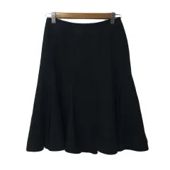 エムケー ミッシェルクラン MK MICHEL KLEIN スカート フレア ひざ丈 スエード調 無地 38 黒 ブラック