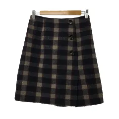 アズノウアズ as know as スカート 台形 ミニ ラップ風 チェック 紺 ベージュ ネイビー