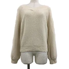 プラステ PLST セーター ニット Vネック プルオーバー リネン混 無地 長袖 M ベージュ