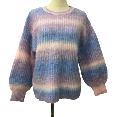 グローブ grove セーター ニット プルオーバー クルーネック グラデーション 長袖 M ピンク 紫 パープル