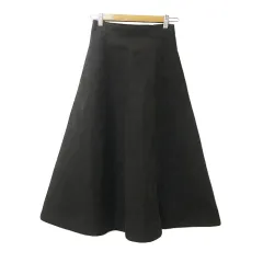 グローバルワーク GLOBAL WORK スカート フレア ロング スエード調 無地 S 茶 ブラウン