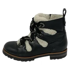 JIMMY CHOO(ジミーチュウ) ショートブーツ 37 レディース - 黒×アイボリー レザー、フェイクファー