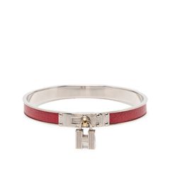 エルメス バングル ケリー Hカデナレザー シルバー ベージュ ヴィンテージ エルメス バングル ケリー Hカデナレザー シルバー ベージュ