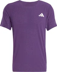 アディダス adidas アディゼロ ランニング 半袖Tシャツ メンズ 男性 トップス 柔軟性 スリムシルエット クルーネック リフレクター ロゴ トレーニング 練習 部活動 クラブ  JOM26 JV7171 オーロラプラム