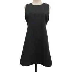 ナイスクラップ NICE CLAUP ワンピース ジャンパースカート Aライン フレア ミニ 無地 ウール ノースリーブ グレー