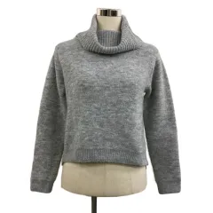 ジルバイジルスチュアート JILL by JILLSTUART セーター ニット プルオーバー オフタートル リボン メランジ 無地 長袖 FR グレー 黒 ブラック