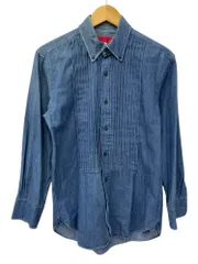 YAMANE GUARANTEED (ヤマネ) EVISU エヴィス ボタンダウン タック シャンブレー 長袖シャツ デニムシャツ M ブルー メンズ/028