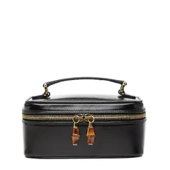 グッチ バンブー バニティバッグ ハンドバッグ 032 1956 0151 ブラック レザー レディース GUCCI【244-54403】