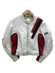 IXS (イクス) ECHTES LEDER 古着 本革 モーターサイクルジャケット レザー ライダーズジャケット 52 ホワイト×レッド メンズ/028