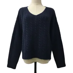 ガリャルダガランテ GALLARDAGALANTE セーター ニット プルオーバー Vネック ケーブル編み 長袖 F 紺 ネイビー