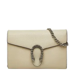 グッチ ディオニュソス チェーンウォレット ショルダーバッグ 401231 アイボリー レザー レディース GUCCI【1-0254717】