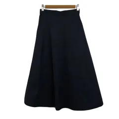 ロペ ROPE スカート フレア ロング ウエストゴム リバーシブル 無地 花柄 34 紺 紫 ネイビー パープル